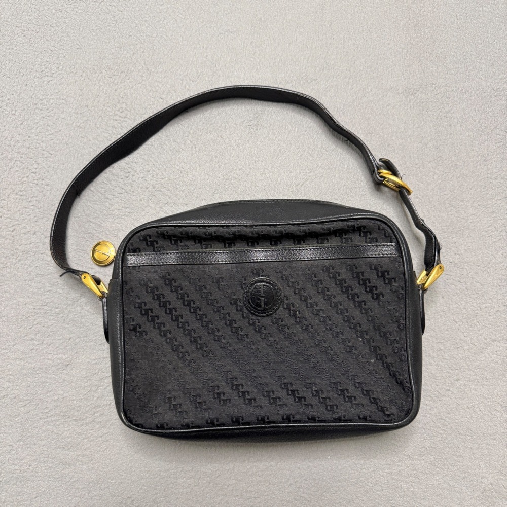 Gucci Purse Black Monogram Canvas Leather Vintage FOR PARTS OR REPAIR